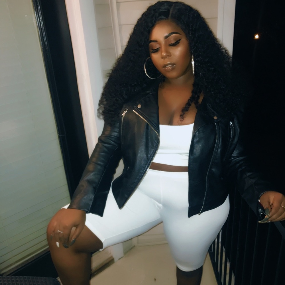 White Biker Two Piece Set